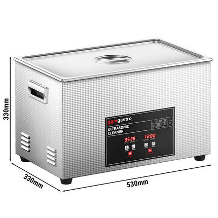 GGM Gastro Commercial Ultrasonic Cleaner - 30L - 600W Ultrasonic Power - 40kHz - Digital - with Heater - Degas - with Drain Tap