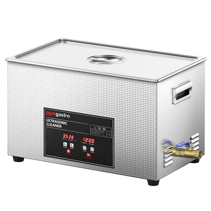 GGM Gastro Commercial Ultrasonic Cleaner - 30L - 600W Ultrasonic Power - 40kHz - Digital - with Heater - Degas - with Drain Tap