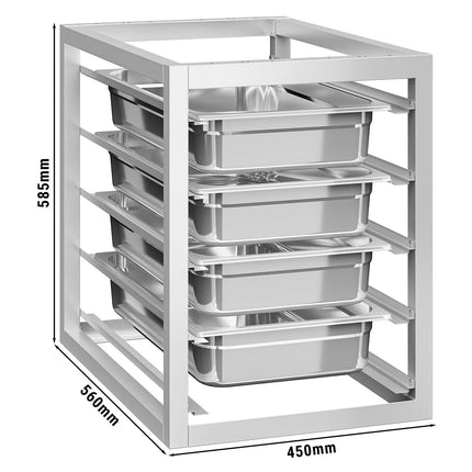 GGM Gastro Commercial Under-counter GN/EN Tray Rack – 5 levels - 450x560mm - GN 1/1 - for Work Tables Series ATK 600mm deep