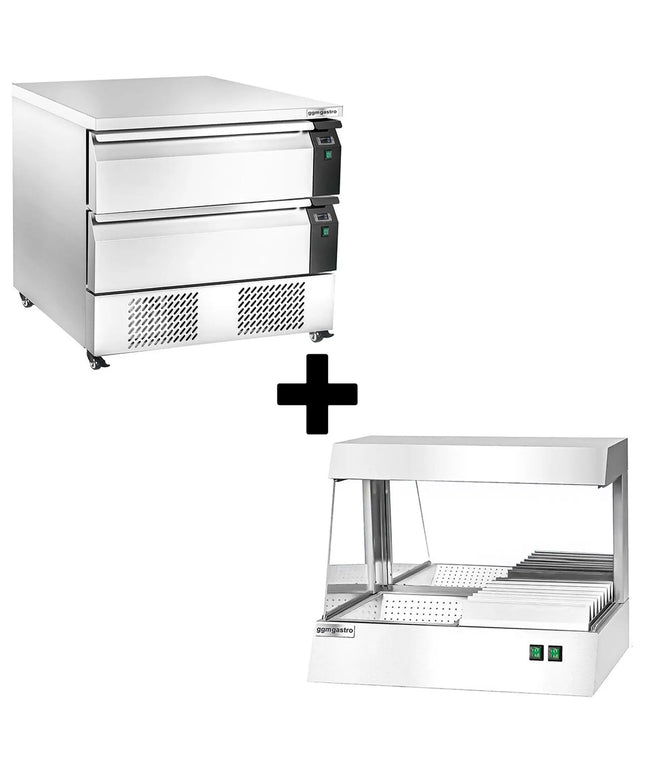 GGM Gastro Commercial Undercounter Fridge Freezer - Dual Temperature [-22 to +8°C] - 1230mm - 2 Drawer - 2x GN 1/1 - incl. Chip Scuttle