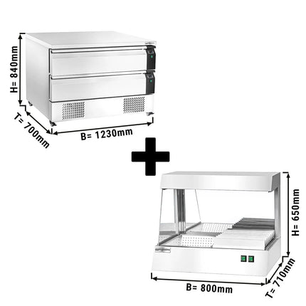 GGM Gastro Commercial Undercounter Fridge Freezer - Dual Temperature [-22 to +8°C] - 1230mm - 2 Drawer - 2x GN 1/1 - incl. Chip Scuttle