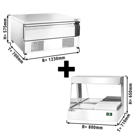 GGM Gastro Commercial Undercounter Fridge Freezer - Dual Temperature [-22 to +8°C] - 1230mm - 1 Drawer - 2x GN 1/1 - incl. Chip Scuttle