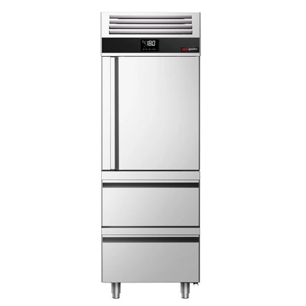 GGM Gastro Commercial Upright Display Freezer PREMIUM - GN 2/1 - 700L - with 1 glass door & 2 drawers