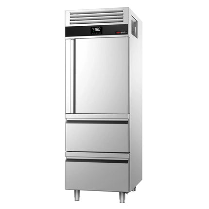 GGM Gastro Commercial Upright Display Freezer PREMIUM - GN 2/1 - 700L - with 1 glass door & 2 drawers