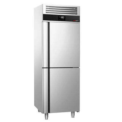 GGM Gastro Commercial Upright Display Freezer Stainless steel PREMIUM - GN 1/1 - 700L - with 2 half glass doors