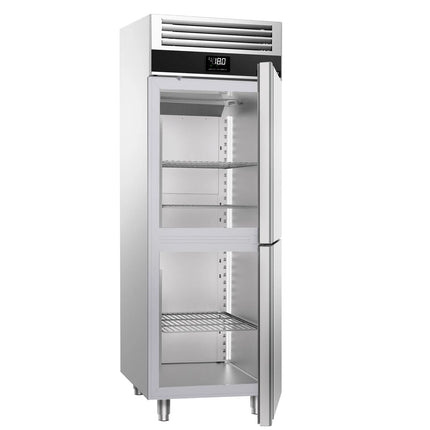 GGM Gastro Commercial Upright Display Freezer Stainless steel PREMIUM - GN 1/1 - 700L - with 2 half glass doors