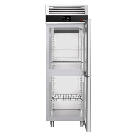 GGM Gastro Commercial Upright Display Freezer Stainless steel PREMIUM - GN 1/1 - 700L - with 2 half glass doors