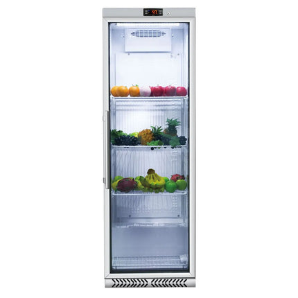 GGM Gastro Commercial Upright Display Fridge Glass Door Stainless Steel ECO - 400L - Single Door