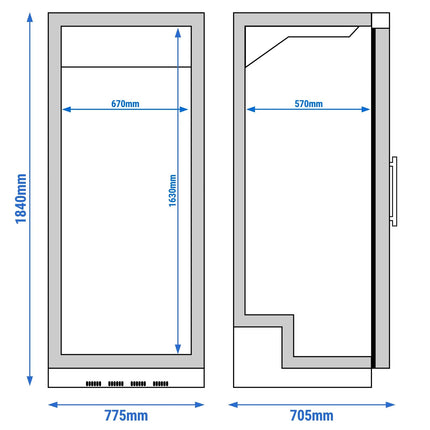 GGM Gastro Commercial Upright Display Fridge Glass Door Stainless Steel ECO - 580L - Single Door