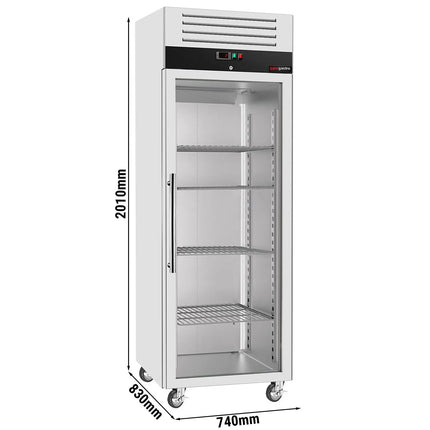 GGM Gastro Commercial Upright Display Fridge Stainless steel ECO - GN 2/1 - 440L - with 1 glass door - On castors