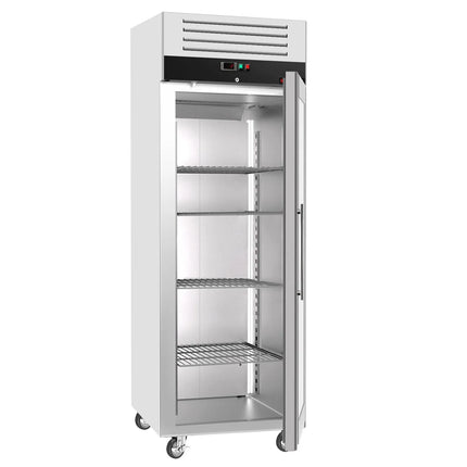 GGM Gastro Commercial Upright Display Fridge Stainless steel ECO - GN 2/1 - 440L - with 1 glass door - On castors