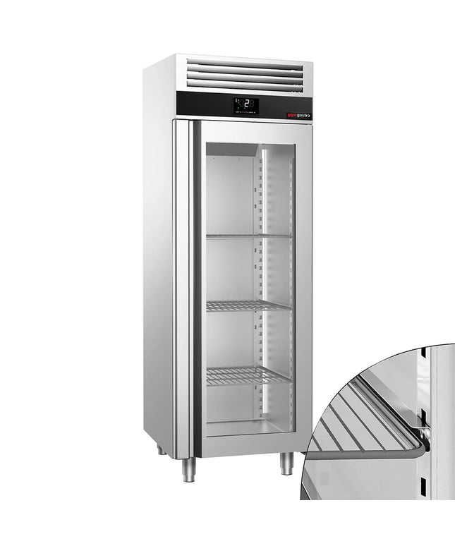 GGM Gastro Commercial Upright Display Fridge Stainless steel PREMIUM - 700L - with 1 glass door