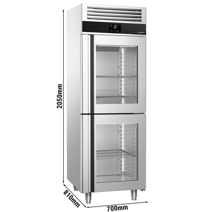 GGM Gastro Commercial Upright Display Fridge Stainless steel PREMIUM - GN 2/1 - 700L - with 2 glass doors