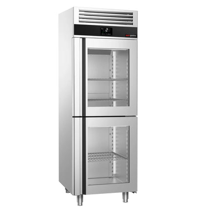 GGM Gastro Commercial Upright Display Fridge Stainless steel PREMIUM - GN 2/1 - 700L - with 2 glass doors
