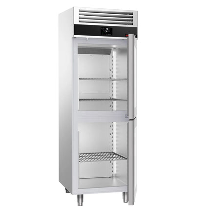 GGM Gastro Commercial Upright Display Fridge Stainless steel PREMIUM - GN 2/1 - 700L - with 2 glass doors