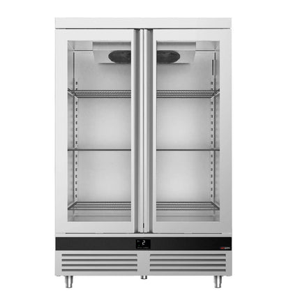 GGM Gastro Commercial Upright Display Fridge Stainless steel PREMIUM - GN 2/1 - 1400L - with 2 glass doors
