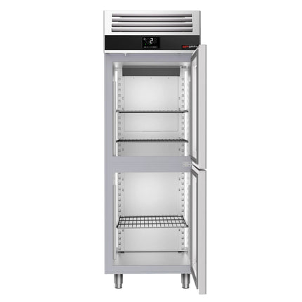 GGM Gastro Commercial Upright Display Fridge Stainless steel PREMIUM - GN 2/1 - 700L - with 2 glass doors