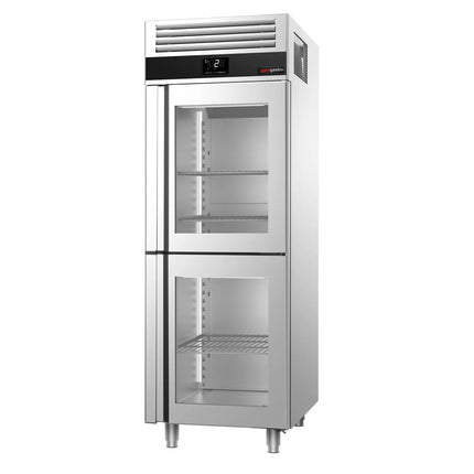 GGM Gastro Commercial Upright Display Fridge Stainless steel PREMIUM - GN 2/1 - 700L - with 2 glass doors