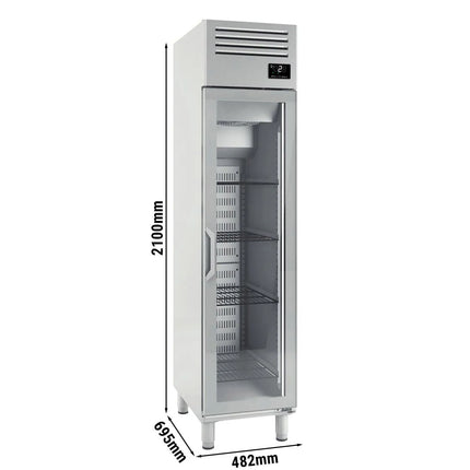 GGM Gastro Commercial Upright Display Fridge Stainless steel PREMIUM PLUS - GN 1/1 - 325L - with 1 glass door