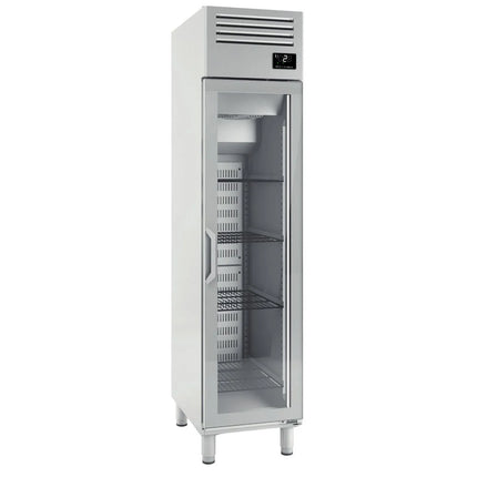 GGM Gastro Commercial Upright Display Fridge Stainless steel PREMIUM PLUS - GN 1/1 - 325L - with 1 glass door
