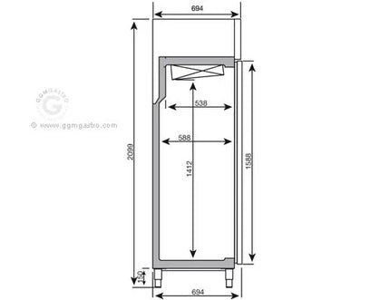 GGM Gastro Commercial Upright Display Fridge Stainless steel PREMIUM PLUS - GN 1/1 - 325L - with 1 glass door