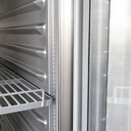 GGM Gastro Commercial Upright Display Fridge Stainless steel PREMIUM PLUS - GN 2/1 - 1240L - with 2 glass doors