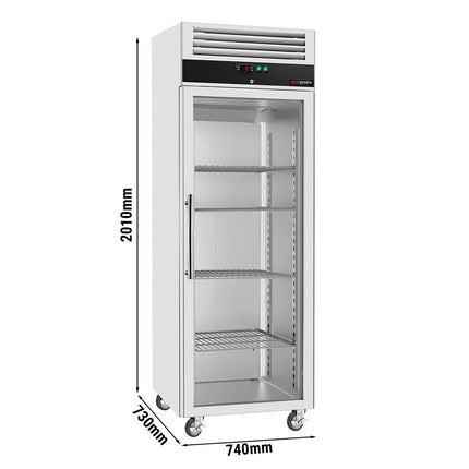 GGM Gastro Commercial Upright Freezer ECO - 600L - with 1 glass door - Black front - On castors