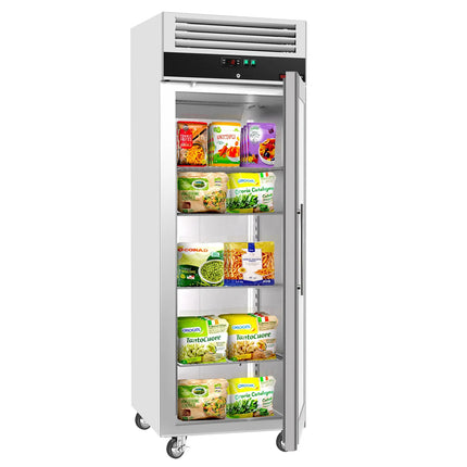 GGM Gastro Commercial Upright Freezer ECO - 600L - with 1 glass door - Black front - On castors