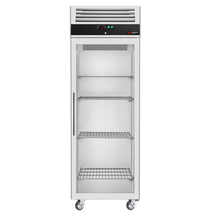 GGM Gastro Commercial Upright Freezer ECO - 600L - with 1 glass door - Black front - On castors