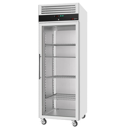 GGM Gastro Commercial Upright Freezer ECO - 600L - with 1 glass door - Black front - On castors