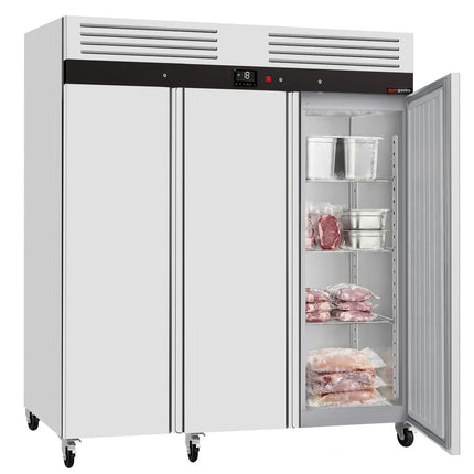 GGM Gastro Commercial Upright Freezer ECO – Stainless Steel – 2100 L – 3 Stainless Steel Doors – Plastic Interior Door Lining