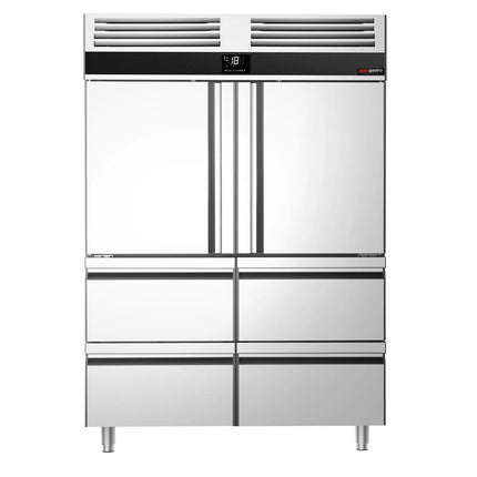 GGM Gastro Commercial Upright Freezer PREMIUM - GN 2/1 - 1400L - with 2 half doors & 4 drawers