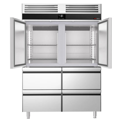 GGM Gastro Commercial Upright Freezer PREMIUM - GN 2/1 - 1400L - with 2 half doors & 4 drawers