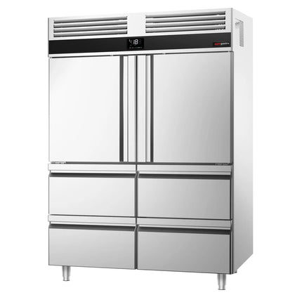 GGM Gastro Commercial Upright Freezer PREMIUM - GN 2/1 - 1400L - with 2 half doors & 4 drawers