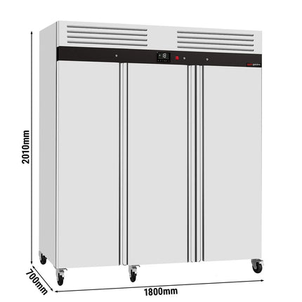 GGM Gastro Commercial Upright Freezer Stainless Steel ECO – 1800 L – 3 Stainless Steel Doors – Plastic Interior Door Lining