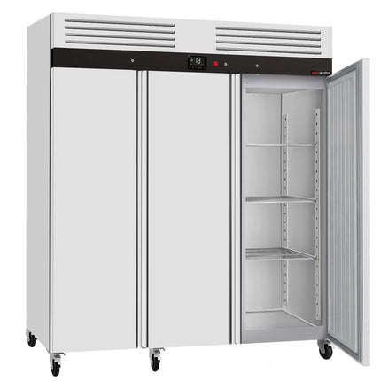 GGM Gastro Commercial Upright Freezer Stainless Steel ECO – 1800 L – 3 Stainless Steel Doors – Plastic Interior Door Lining