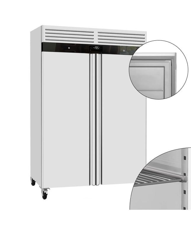 GGM Gastro Commercial Upright Freezer Stainless steel ECO - GN 2/1 - 1400L - with 2 doors - On castors
