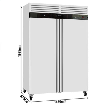 GGM Gastro Commercial Upright Freezer Stainless steel ECO - GN 2/1 - 1400L - with 2 doors - On castors