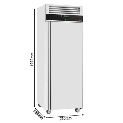 GGM Gastro Commercial Upright Freezer Stainless steel ECO - GN 2/1 - with 1 door & Support grids & Stainless steel rails - On castors