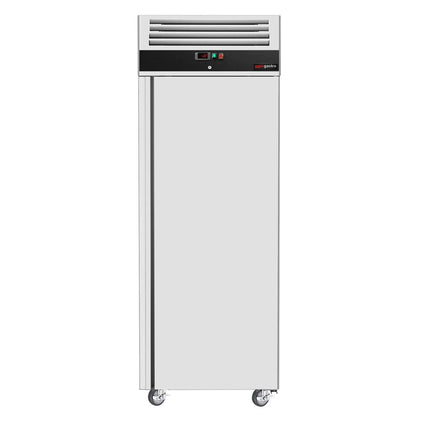 GGM Gastro Commercial Upright Freezer Stainless steel ECO - GN 2/1 - with 1 door & Support grids & Stainless steel rails - On castors