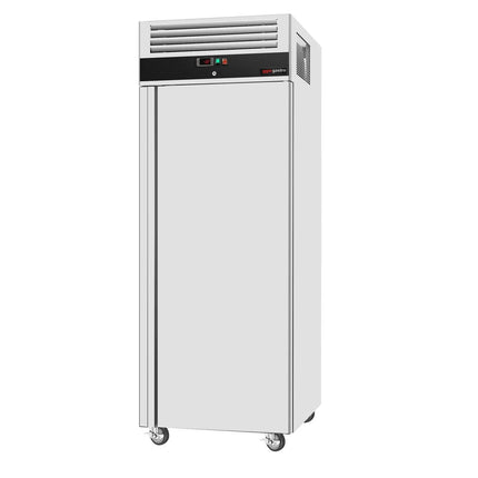 GGM Gastro Commercial Upright Freezer Stainless steel ECO - GN 2/1 - with 1 door & Support grids & Stainless steel rails - On castors