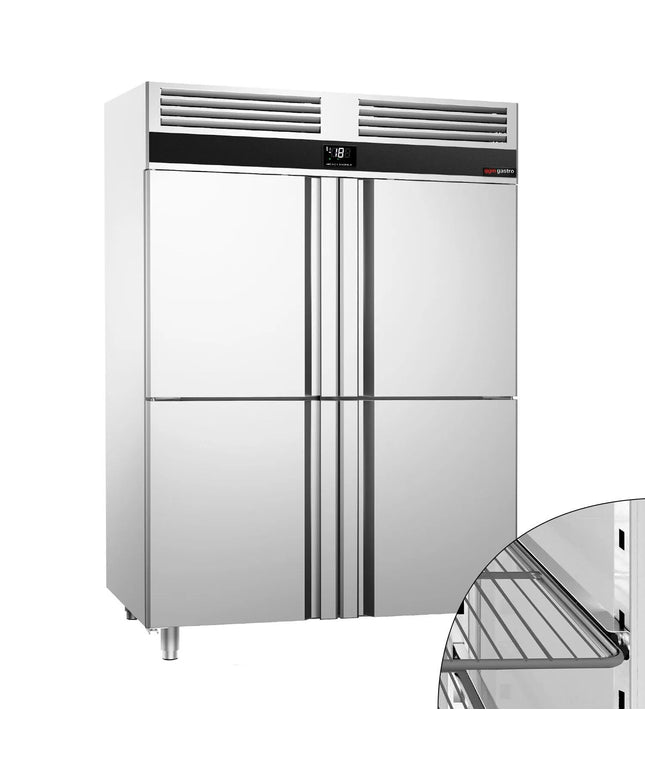 GGM Gastro Commercial Upright Freezer Stainless steel PREMIUM - GN 2/1 - 1400L - with 4 half doors