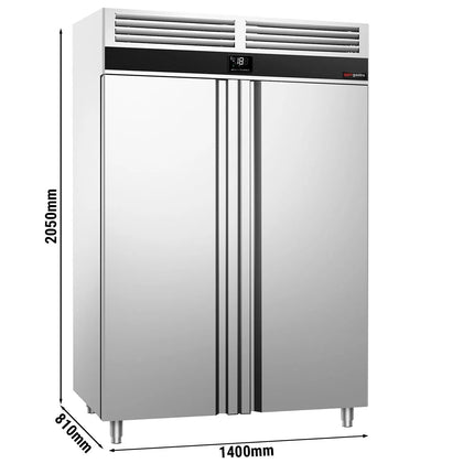 GGM Gastro Commercial Upright Freezer Stainless steel PREMIUM - GN 2/1 - 1400L - with 2 glass doors