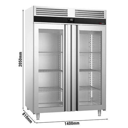GGM Gastro Commercial Upright Freezer Stainless steel PREMIUM - GN 2/1 - 1400L - with 2 glass doors