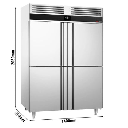 GGM Gastro Commercial Upright Freezer Stainless steel PREMIUM - GN 2/1 - 1400L - with 4 half doors