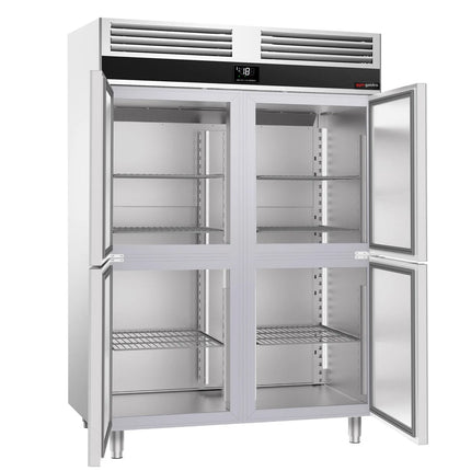 GGM Gastro Commercial Upright Freezer Stainless steel PREMIUM - GN 2/1 - 1400L - with 4 half doors