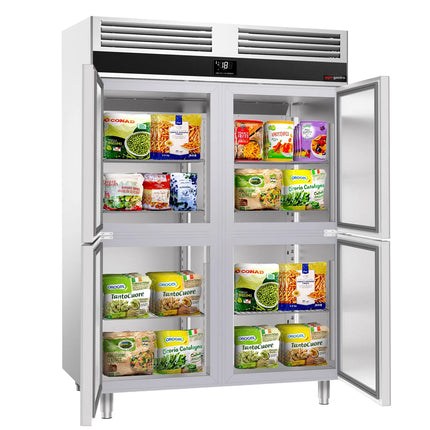 GGM Gastro Commercial Upright Freezer Stainless steel PREMIUM - GN 2/1 - 1400L - with 4 half doors