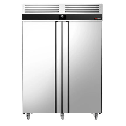 GGM Gastro Commercial Upright Freezer Stainless steel PREMIUM - GN 2/1 - 1400L - with 2 doors - On castors - For UK
