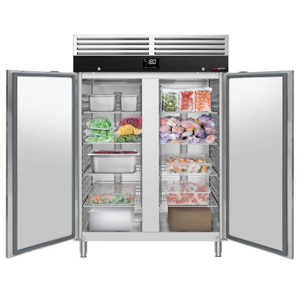 GGM Gastro Commercial Upright Freezer Stainless steel PREMIUM - GN 2/1 - 1200L - with 2 doors