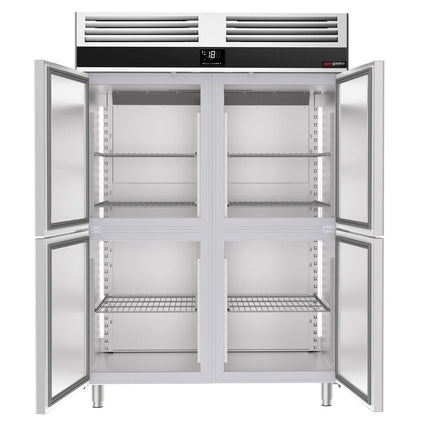 GGM Gastro Commercial Upright Freezer Stainless steel PREMIUM - GN 2/1 - 1400L - with 4 half doors